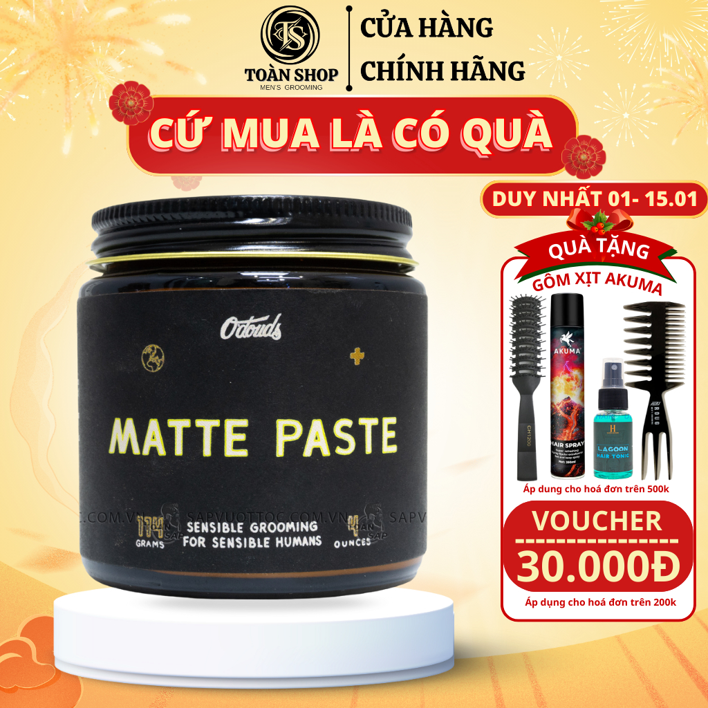 Sáp Vuốt Tóc O'douds Matte Paste 114G - Giữ Nếp Matte Natural Không Bết
