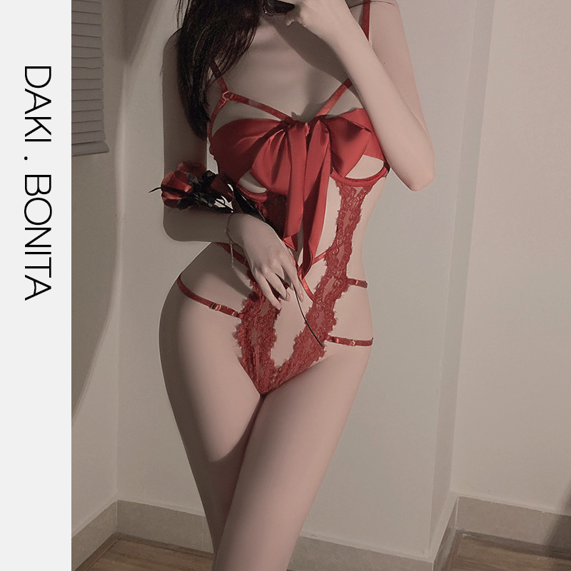 Bộ ngủ bodysuit ren sexy DK267 thiết kế dây cột nơ trước ngực quyến rũ | BigBuy360 - bigbuy360.vn