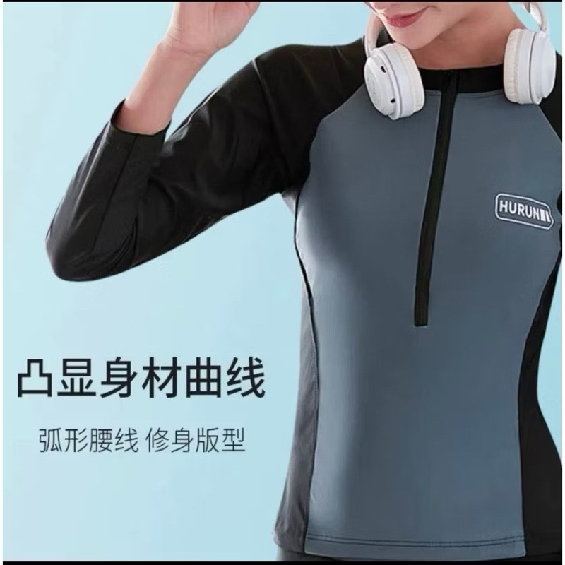 Set Đồ Bơi Nữ 2 Mảnh BKN083 Tay Dài Khóa Kéo Quần Đùi 2 Lớp Kín Đáo Chống Nắng Phong Cách Thể Thao | BigBuy360 - bigbuy360.vn