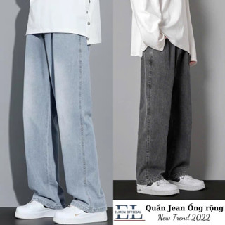 Quần jeans xám nam baggy ống suông rộng dáng đứng vải jeans bò xanh phom xuông cao cấp ELMEN SR01 hottrend 2024
