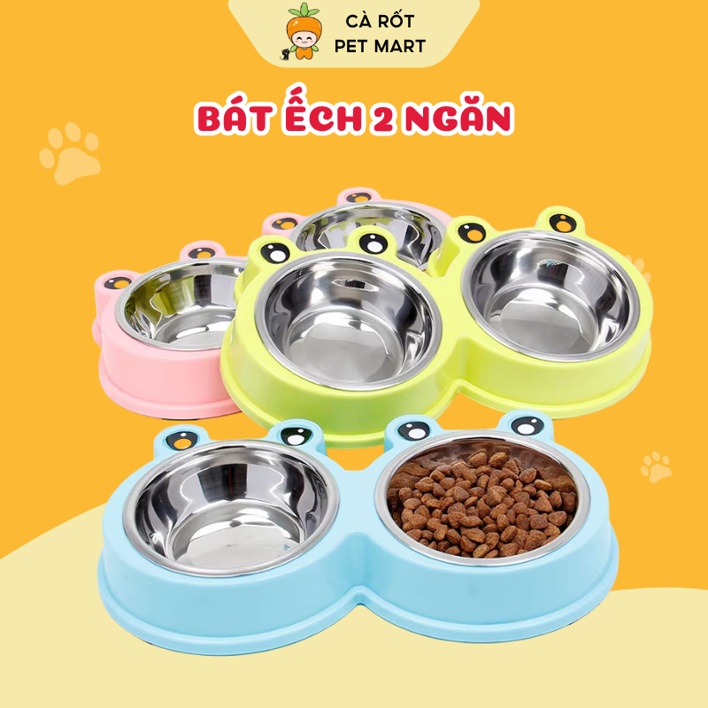 Bát ếch 2 ngăn cho chó mèo