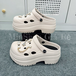 Giày sục nữ đế cao, Dép sandal nữ độn đế 7cm kèm charm nổi
