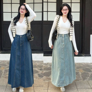 Chân Váy Dáng Dài Chất Jean Mềm 2 Ly Trước Tôn Dáng Junboy - 2 Màu Xanh Đậm, Xanh Nhạt