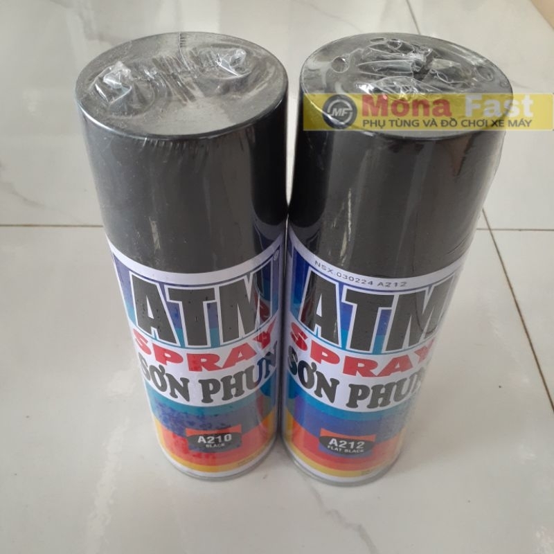 sơn xịt ATM màu đen bóng a210 hoặc đen nhám a212