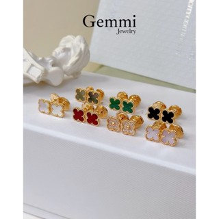 [Hàng siêu cấp - Bạc] - Khuyên tai hình hoa cỏ 4 lá bản mini 9mm