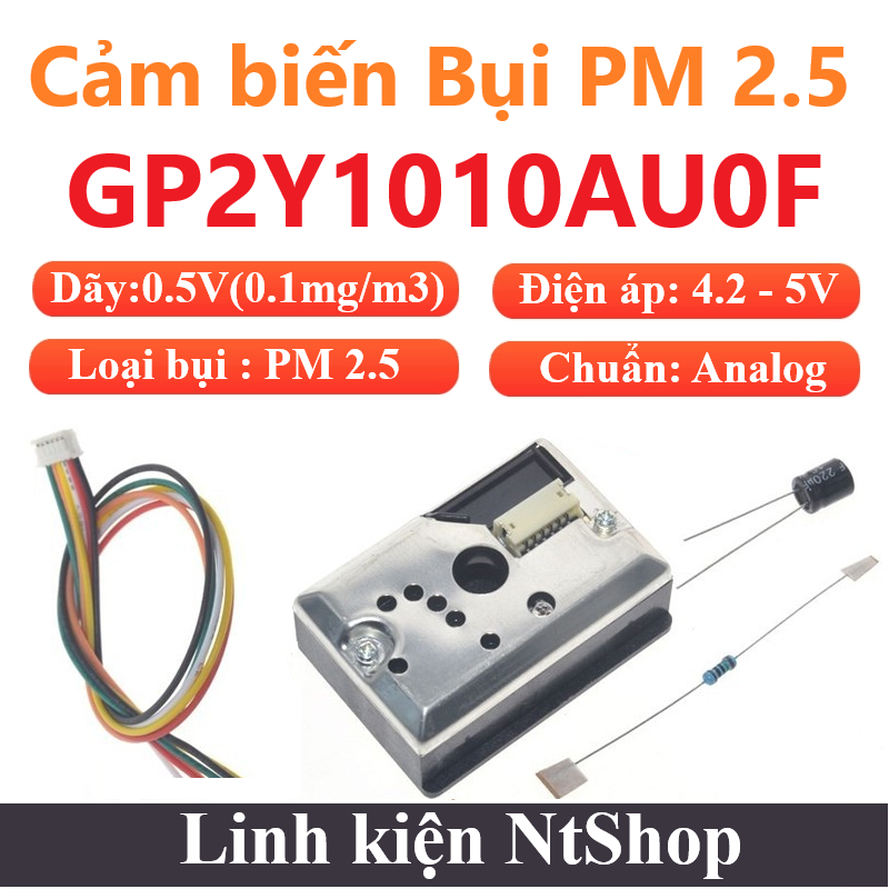 Cảm biến bụi PM 2.5 GP2Y1010AU0F đo bụi không khí