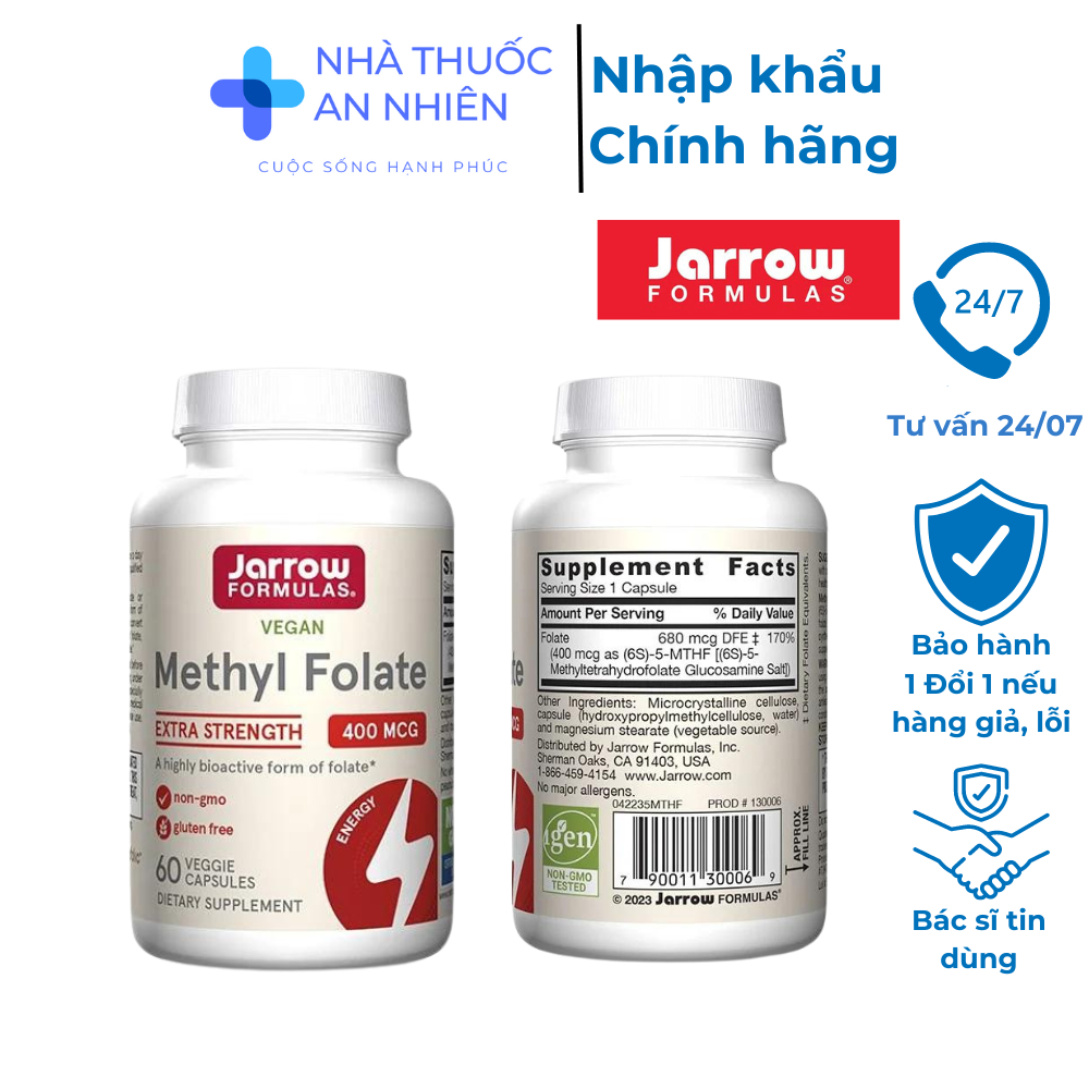Jarrow Formulas Methyl Folate  Thực phẩm chức năng bổ sung Acid folic ngừa dị tật ống thần kinh