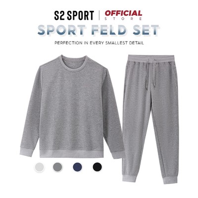 Bộ quần áo nỉ nam S2 SPORT trơn thu đông cotton USA mềm mịn, bo chun chắc chắn, khỏe khoắn - BN05