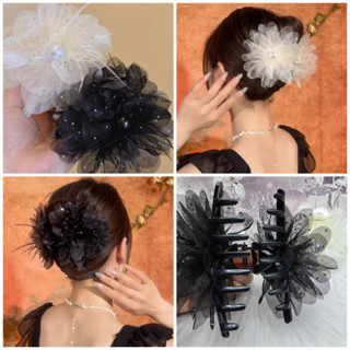  kẹp tóc hoa lưới sang trọng nhẹ nhàng hoa mẫu đơn Đính Lông Vũ  Cho Nữ Đi Học Đi Chơi 