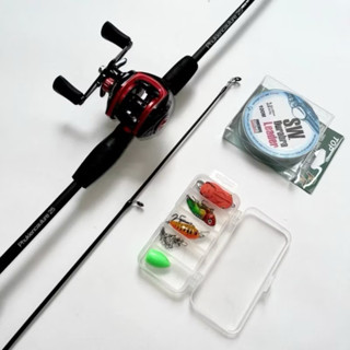 Bộ Combo Cần Câu Lure Sói Đen Kèm Máy Ngang Đầy Đủ Phụ Kiện- Combo Cần Câu Giá Rẻ, Học Sinh Đồ Câu Tuấn