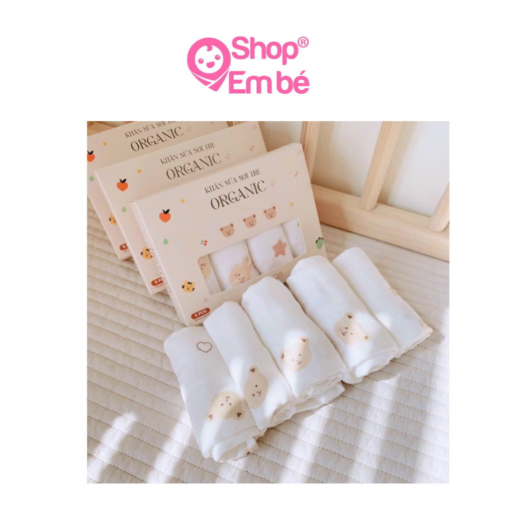 Set 5 khăn sữa sợi tre MONONA mềm mại kháng khuẩn và thấm hút tốt