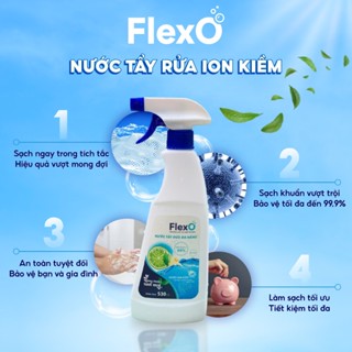 Nước, chai chất tẩy đa năng FlexO pH 12.5 siêu sạch mọi vết bẩn công nghệ ION TỪ TRƯỜNG 500ML tặng miếng lau