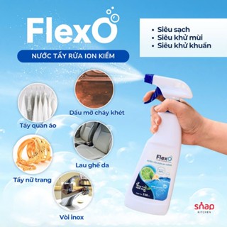 Nước Tẩy Rửa ion Kiềm FlexO pH 12.5 Tẩy Đa Năng Siêu Sạch Mọi Vết Bẩn Chai 530ml tặng vòi xịt tặng miếng lau