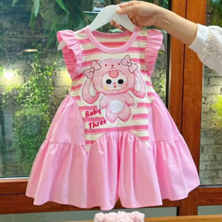 Váy bé gái họa tiết labubu cinnamoroll babythree hot hit, váy Cho bé gái sz 10-30kg