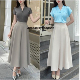  Chân váy dáng dài công sở chữ A có túi 2 bên chất liệu tuyết mưa vitex cao cấp Dài 80cm phong cách trẻ trung sang trọng 
