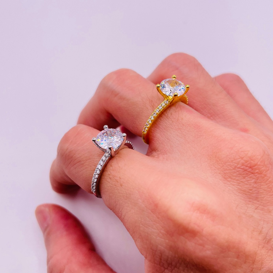 Nhẫn titan không phai không rỉ sét màu vàng và trắng mã 39, Nhẫn titan nữ bền màu, trangsucmoiluatuo