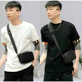 Áo thun nam LV cổ và viền tay,thêu chữ trước ngực mang phong cách sang trọng