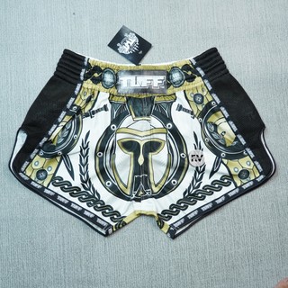 Quần Muay Thái Golden Gladiator in White TUFF