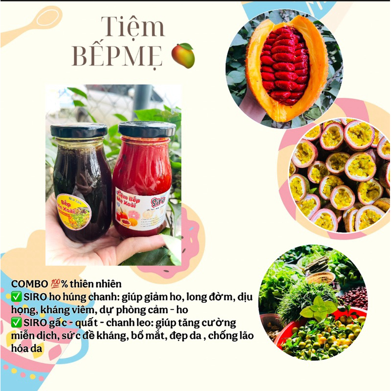 [COMBO siro ho húng chanh+siro gấc quất chanh leo] [ tăng sức đề kháng, giảm ho, chống lão hóa ][ sỉ