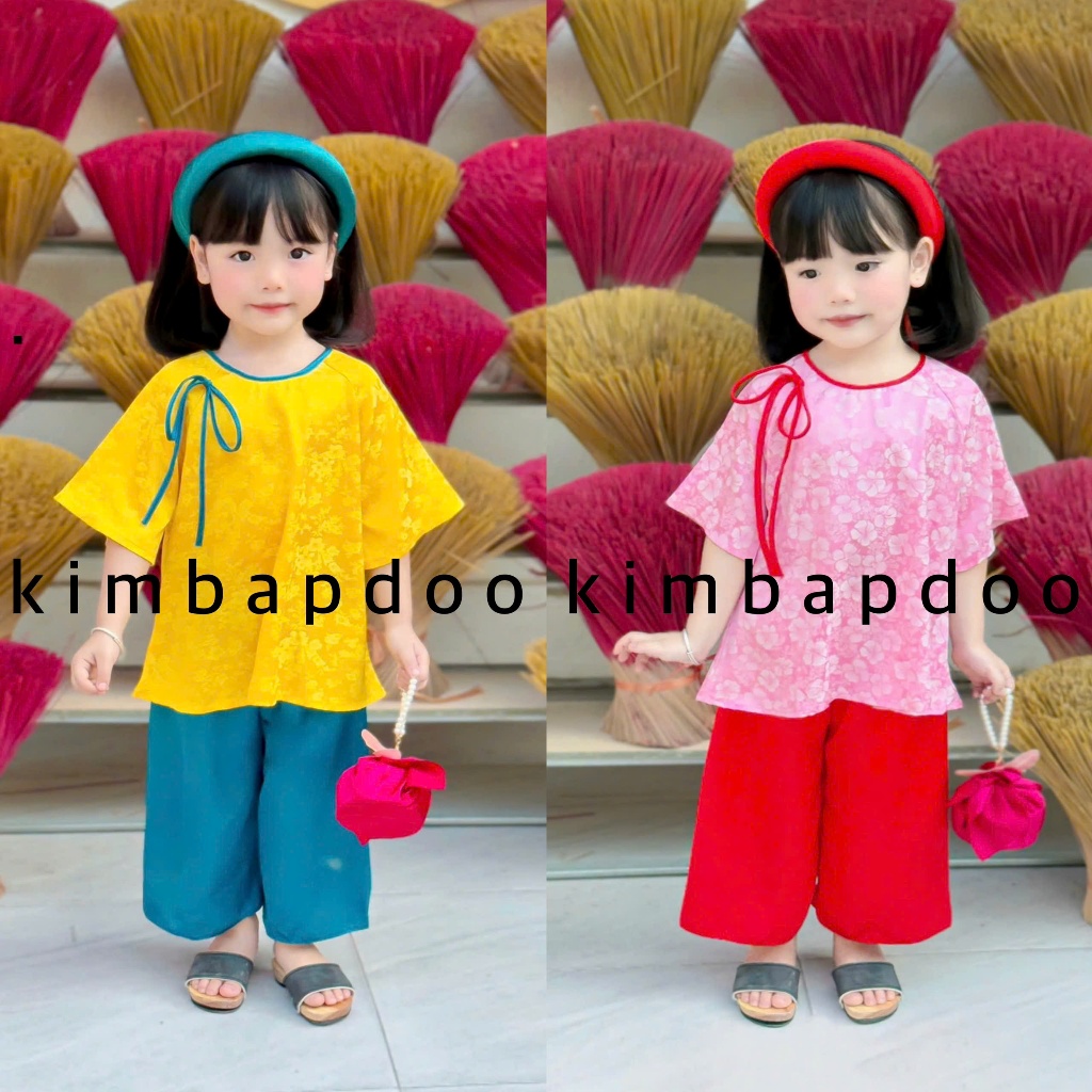 Bà ba cho bé gái - bộ bà ba Tý Điệu chất gấm lụa mềm mại - kimbapdoo