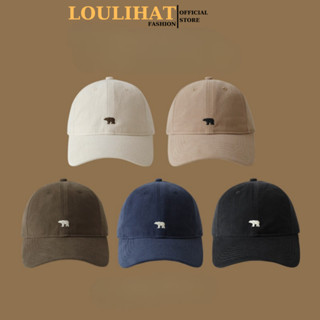 Nón kết nam nữ thể thao họa tiết gấu bắc cực LOULIHAT, mũ lưỡi trai chống nắng Hàn Quốc vintage ulzzang