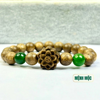  Vòng tay trầm hương đơn mĩ hoa sen theo 5 màu đá ngũ hành vòng tay trầm hương đơn nam nữ 