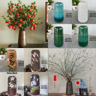Bình Hoa Lọ Hoa Gốm Dáng Bom Đu Đủ Cắm Hoa Ly Dơn Hồng Tuyết Mai Lựu Đẹp Gốm Sứ Bát Tràng - Gốm Bích