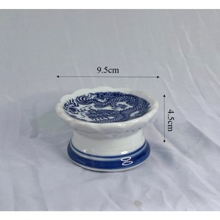 Chân nến xanh lam - đồ thờ cúng - Chợ Sứ Bát Tràng