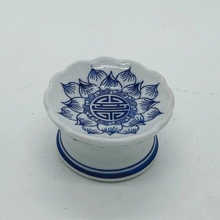 Chân nến xanh lam - đồ thờ cúng - Chợ Sứ Bát Tràng