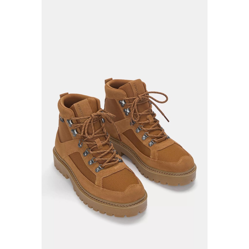 Giày boots nam buộc dây PB (P U L L & B E A R) màu brown