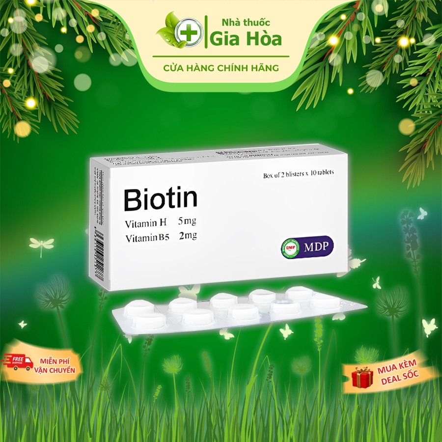 [CHÍNH HÃNG] Biotin Mediphar USA (Vitamin H, B5)- Viên uống làm đẹp, mịn màng da, tóc, móng chắc kho
