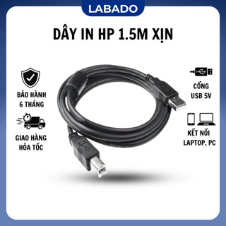 Dây máy in USB 2.0 chuẩn A sang chuẩn B HP xịn 1.5m, cáp máy in chống nhiễu tốc độ 480Mbps LABADO