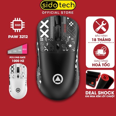 Chuột gaming không dây SIDOTECH YINDIAO G18 pin sạc wireless bluetooth 6 nút bấm 3 mode app led RGB 1000hz chip PAW3212