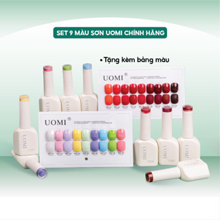Set sơn gel UOMI chính hãng 9 màu - Sơn móng tay gel tone đỏ, pastel tặng kèm bảng màu