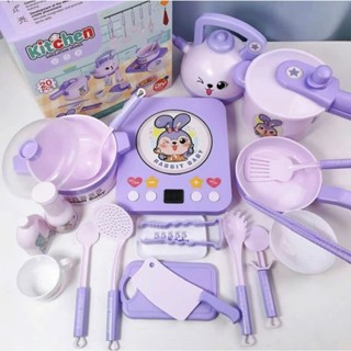  Đồ chơi nhà bếp cho bé Thỏ tím Khủng long xanh có bếp sử dụng pin nhựa ABS an toàn bộ đồ chơi nấu ăn cho bé gái bé trai 