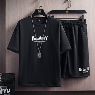 Bộ quần áo thun nam in chữ Bravery, Đồ bộ thể thao nam thun lạnh mịn đẹp thoáng mát đủ size M-->3XL