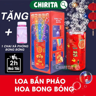  Máy Bắn Bong Bóng Ph.á.o Bông Xà Phòng Tự Động Có Đèn Có Nhạc TẾT- SÚNG BẮN BÓNG 32 NÒNG KHÔNG KÈM PIN  