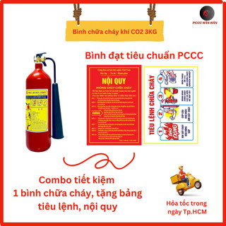  Bình chữa cháy khí Co2 3Kg không làm hư hỏng thiết bị điện tử ,hiệu quả cao cần dùng cho văn phòng đạt chuẩn PCCC 