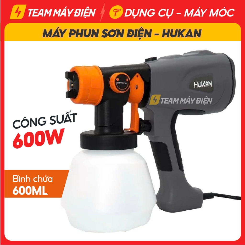Máy phun sơn HUKAN G1-SG098J, Công suất 600W, Bình chứa 1000ml, Dây điện dài 3 mét- Team Máy Điện