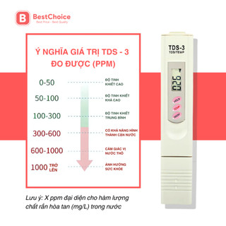Bút Đo TDS-3 / EC Đo Nồng Độ Chất Rắn Hòa Tan Trong Nước, Kiểm Tra Nước Sạch, Đo Nhiệt Độ, Tiện Lợi
