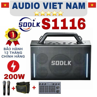 LOA SODLK S1116 *PHIÊN BẢN MỚI* loa Bluetooth karaoke s1116 công suất 200w pin 20000mah kiêm sound card live thu âm