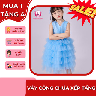  Váy công chúa thiết kế sát nách xếp tầng TIỆM MAY MẸ VOI XINH dành cho bé gái 7-45kg 