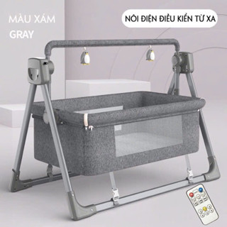 Nôi điện cho bé,Nôi đưa tự động tặng kèm màn và nệm, có điều khiển từ xa kèm nhạc bluetooth