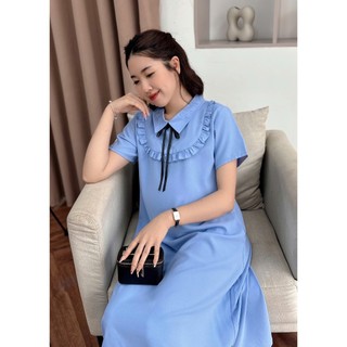 Đầm công sở phối bèo ngực cổ đính nơ