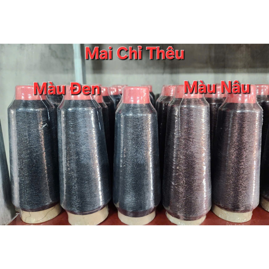 Chỉ Kim Tuyến Nâu, chỉ kim tuyến đen (Dùng thêu máy, thêy tay)