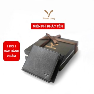 Ví Nam Cao Cấp Monopas Da Bò Saffiano Thanh Long Leather Thiết Kế Cánh Lật Khắc Tên Theo Yêu Cầu