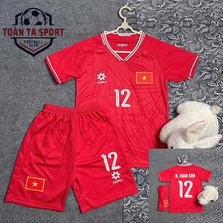  Bộ Quần Áo Bóng Đá Trẻ Em Đội Tuyển Việt Nam Đỏ Mùa Giải 24 25 - Vải FEX Thái Cao Cấp MU Form 16 -50kg 