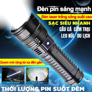 Sáng đèn pin LED mạnh mẽ nhất Đèn pin sạc USB Đèn pin công suất cao Đèn pin đèn lồng cầm tay cho cắm trại