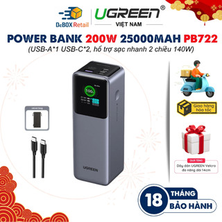 Bộ sạc dự phòng UGREEN Nexode 200W PB722 dung lượng 25000mAh, 2C1A hổ trợ sạc nhanh UFC/ PD/ PPS/ QC/ SCP màn hình LED