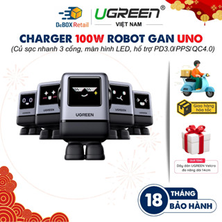 Bộ sạc nhanh UGREEN Uno Robot Groovy 100W X668, Sạc đồng thời 4 cổng cho Laptop, điện thoại PD/QC/PPS/QCP - Chính hãng